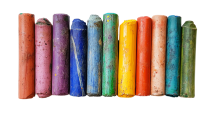 Colorful chalk sticks for creative artistry.  isolated on transparent background.	