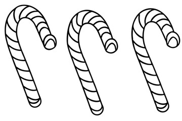 Holiday-Themed Candy Cane Line Art Set