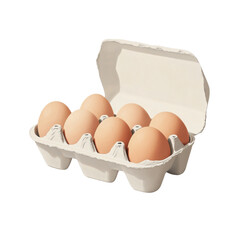 Six Brown Eggs In A Cardboard Carton