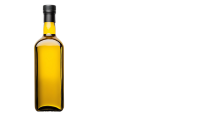 Elegant olive oil bottle on a white background.  isolated on transparent background.	