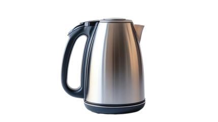 Shiny kettle for brewing hot beverages. isolated on transparent background.	