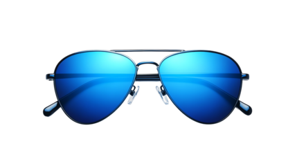Stylish blue sunglasses for summer vibes. isolated on transparent background.	