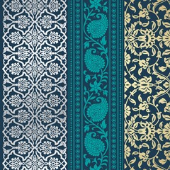 wedding card design, traditional paisley floral pattern , royal India	