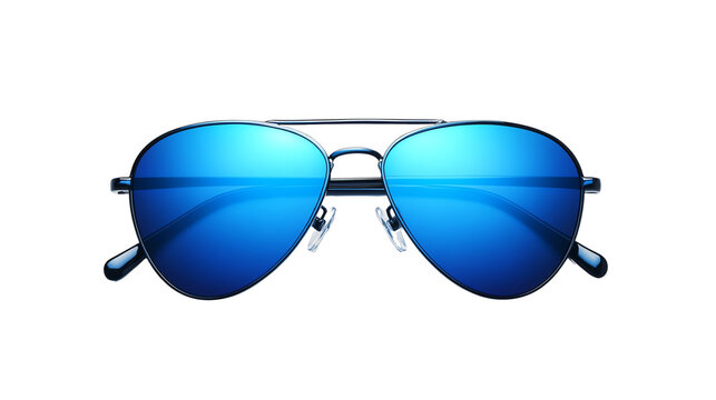Stylish blue sunglasses for summer vibes. isolated on transparent background.	