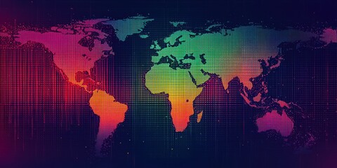 Fototapeta premium Colorful Geometric World Map with Gradient Background and Dots