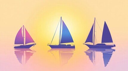 Sailboats at Sunset Peaceful Ocean Scene
