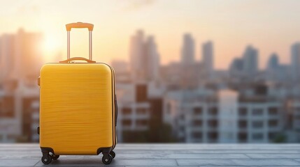 Yellow suitcase urban exploration journey