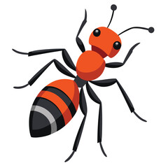 Fototapeta premium Cartoon Red Ant with Black Stripes