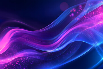 Obraz premium Futuristic Neon Waves with Glowing Abstract Curves, Vibrant Colors, and Digital Art Aesthetics for Modern Design and Dynamic Light Patterns