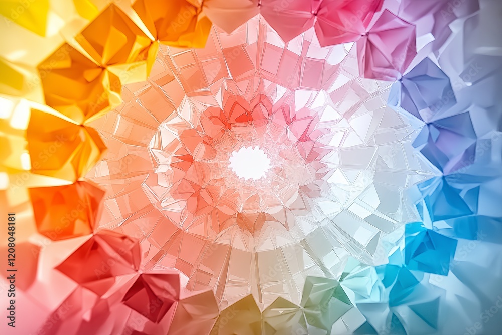 Aufkleber a fractal-inspired kaleidoscope of repeating shapes and colors.