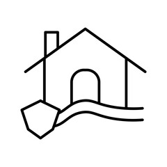 flooded house line icon