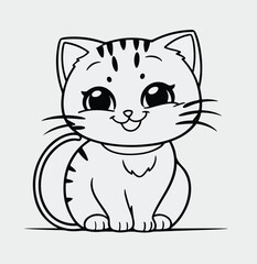 Cute cat icon vector