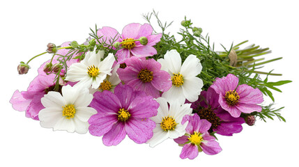 Fototapeta premium a bouquet of white and pink flowers on a transparent background, PNG image, PNG file, Generative art.