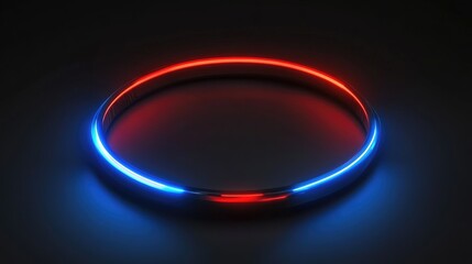 Futuristic red and blue stripes in the form of a ring. Modern high-tech background