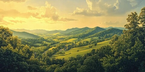 Naklejka premium Serene Valley Sunrise