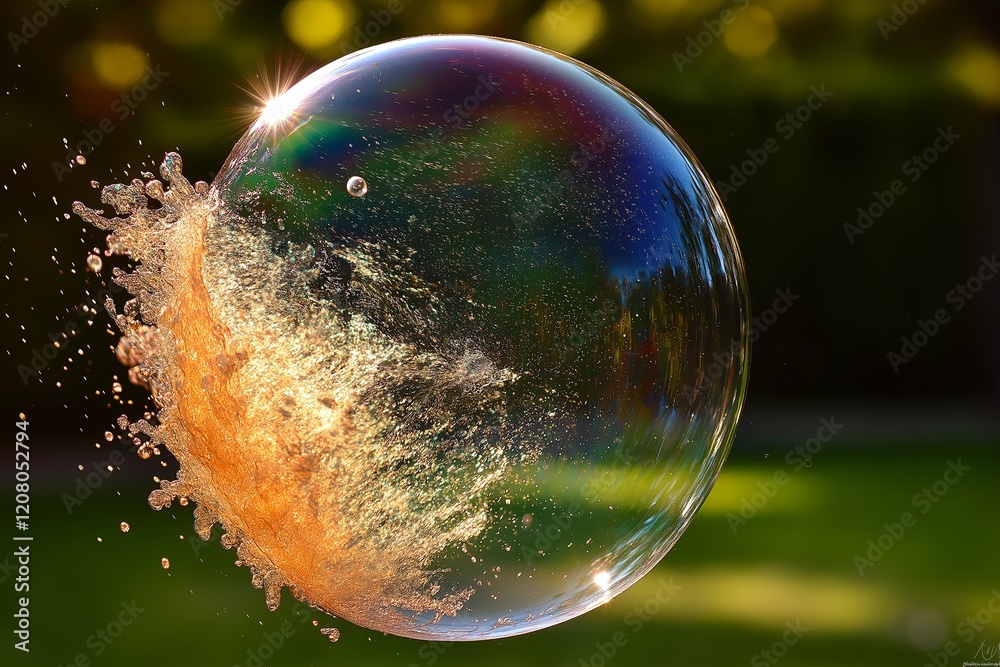Poster a high-resolution capture of a bursting bubble mid-air.