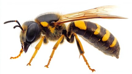 yellow bee isolated on white