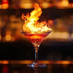 Flaming B-52 cocktail for a dramatic drink display. 