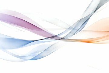 Abstract composition of flowing translucent ribbons in soft hues of purple, blue, and orange, evoking a sense of elegance, movement, and harmony
