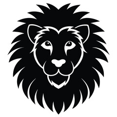 Lion Head Silhouette Vector Art - Black Lion Head Design Illustration