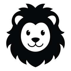 Lion Head Silhouette Vector Art - Black Lion Head Design Illustration