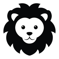 Lion Head Silhouette Vector Art - Black Lion Head Design Illustration