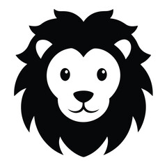 Lion Head Silhouette Vector Art - Black Lion Head Design Illustration