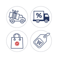 Business icons illustration. Outline symbol collection. Simple vector