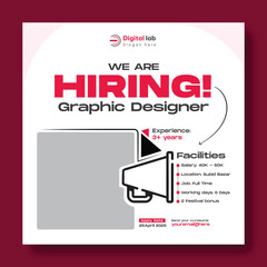 Fototapeta premium Job hiring post or hiring social media post