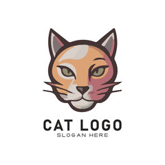 cute cate character vector logo design
