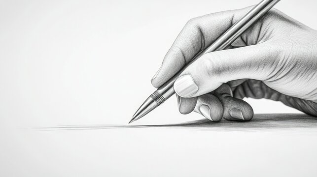 Handwriting with a Pencil on a Sketchbook