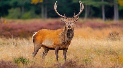 Fototapeta premium red deer in the wild during the season