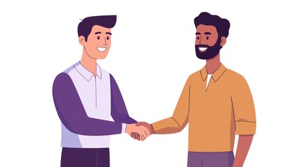Fototapeta premium Two Diverse Men Shaking Hands, Celebrating a Successful Business Deal and Partnership