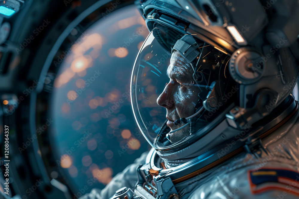 Wall mural astronaut in a protective spacesuit made generative ai technology
