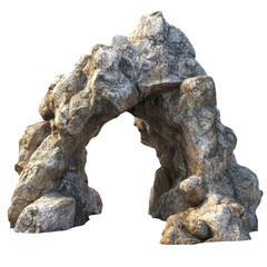 Arch tunnel entrance natural rock cave Isolated on white background