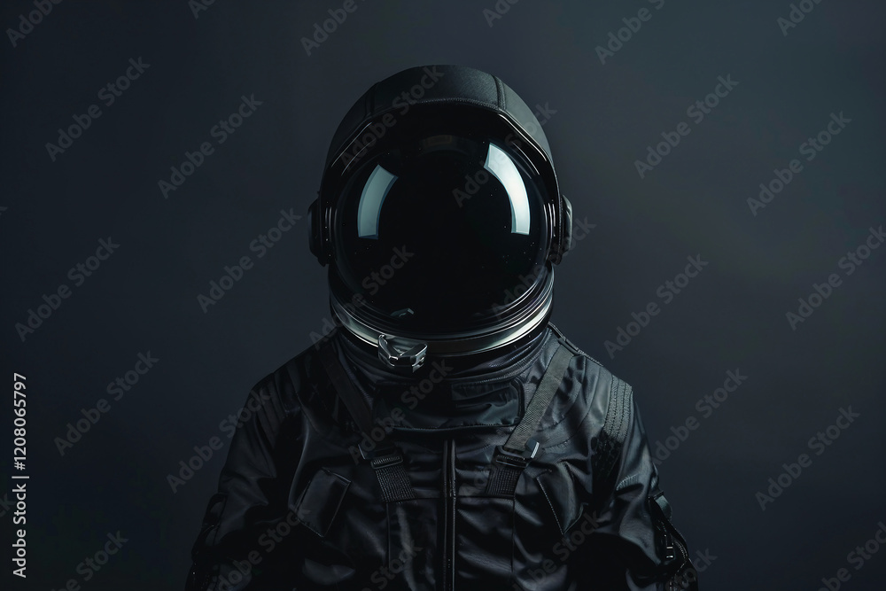 Wall mural image of cosmonaut in a protective spacesuit made generative ai technology on dark background