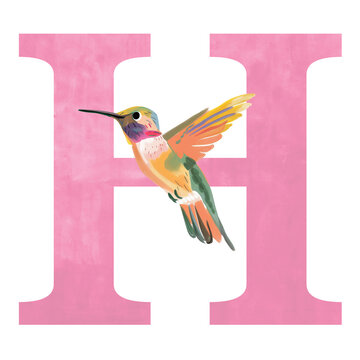 PNG Letter H watercolor animal font, transparent background