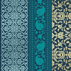 wedding card design, traditional paisley floral pattern , royal India	