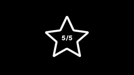 Obraz premium Review Icon Featuring a Star and Speech Bubble Emphasizing High Rating with Five Out of Five Stars on a Black Background