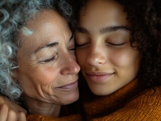 Obraz premium Motherly Embrace: A Moment of Love and Strength