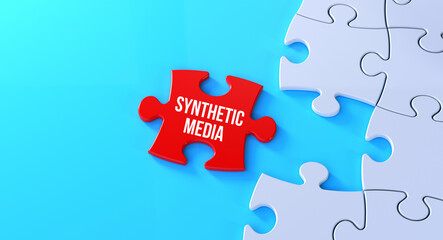 The word Synthetic Media on a missing puzzle piece