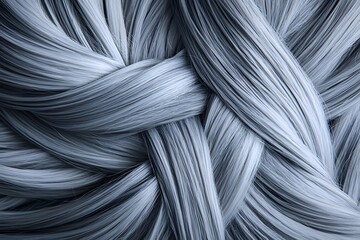Stunning Close up of Braided Silver Grey Hair Silky Smooth Texture Haircare Concept