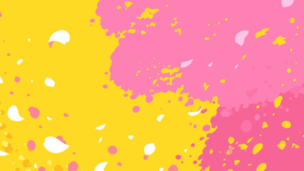 桜の花びらが舞う背景イラスト_黄色_16:9