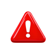Red Warning Icon Symbolizing Attention and Caution on Transparent Background