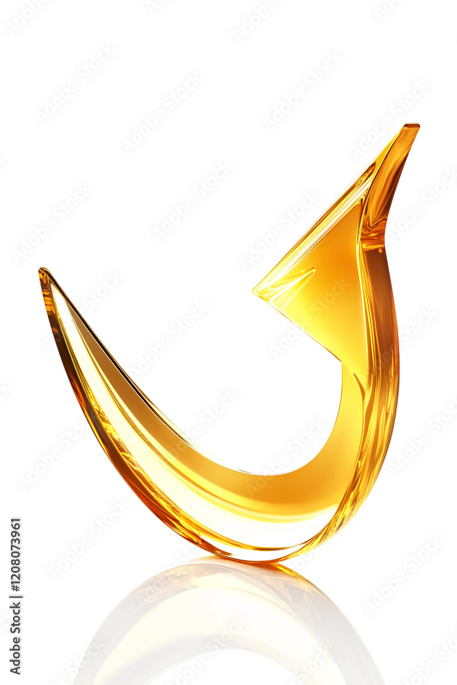 Poster Golden 3D arrow isolated on a transparent background png image
