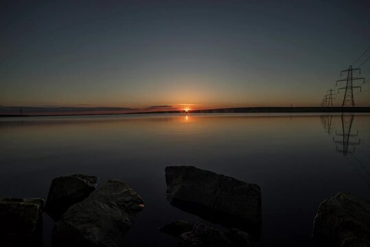 Evening Sunset at Blackstone Edge Reservoir with Reflections