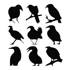 Bird silhouette vector icon logo.
