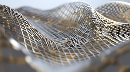 A wire mesh with a gold color