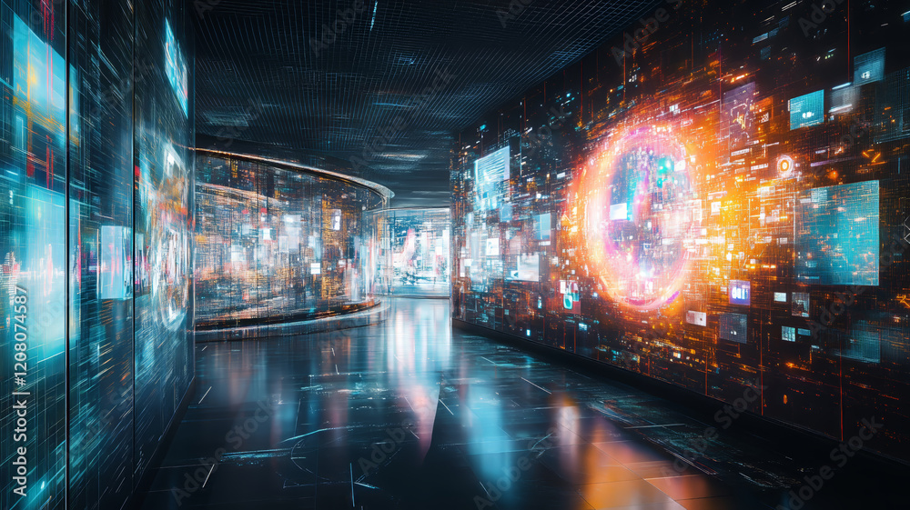Poster Exploring a vibrant digital social hub with immersive reality layers