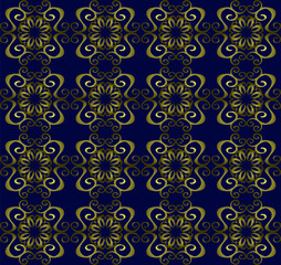 Beautiful abstract seamless pattern on blue background